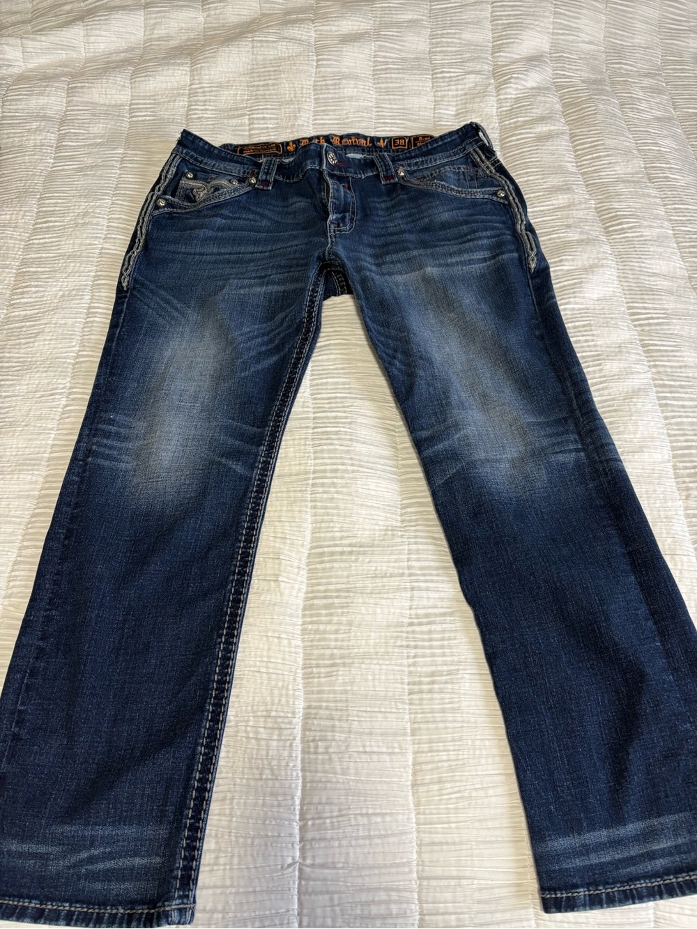 Rock Revival Men's Dark Blue Bootcut Jeans